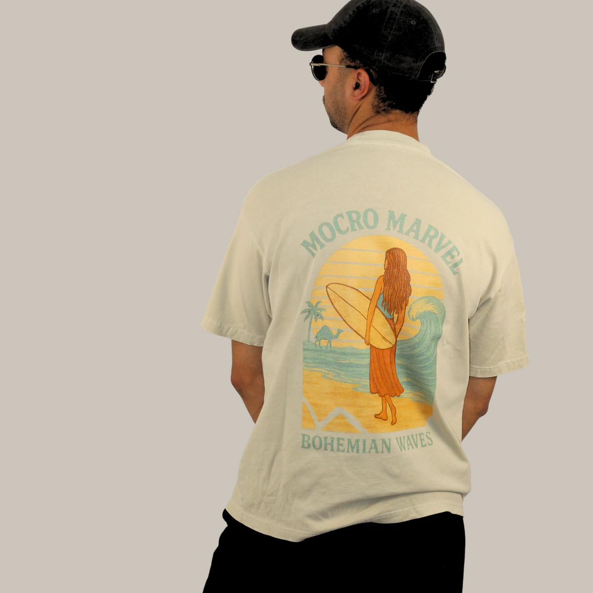 Beige Acid Washed Unisex 100% Organic Cotton T-Shirt.