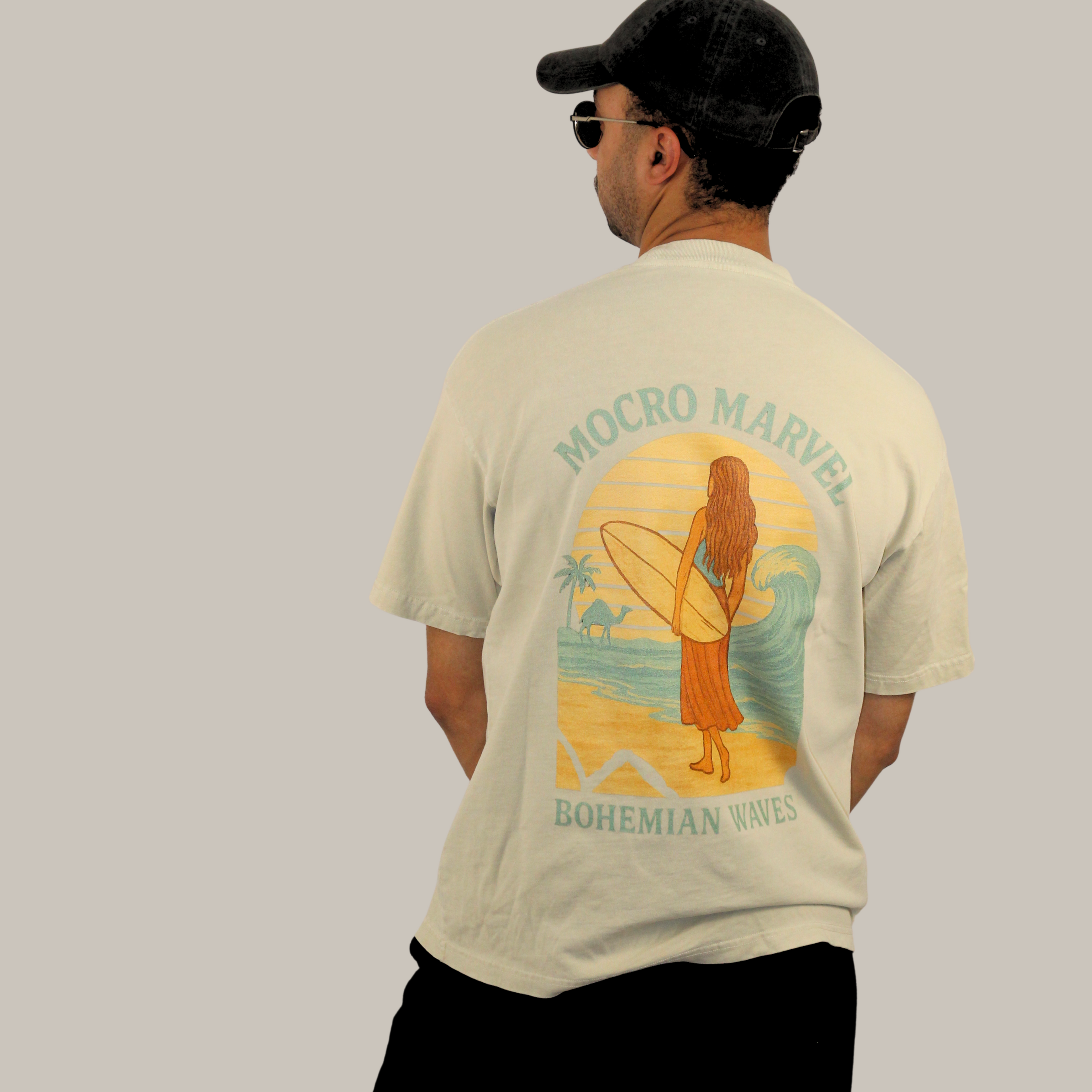 Beige Acid Washed Unisex 100% Organic Cotton T-Shirt.